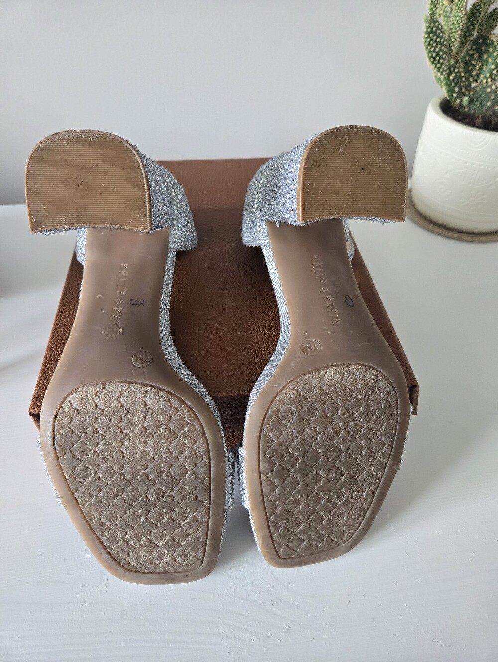 Katie & Kelly Sparkling Silver Rhinestone Ankle-Strap Block Heel Sandal (NEW) - Picture 14 of 14